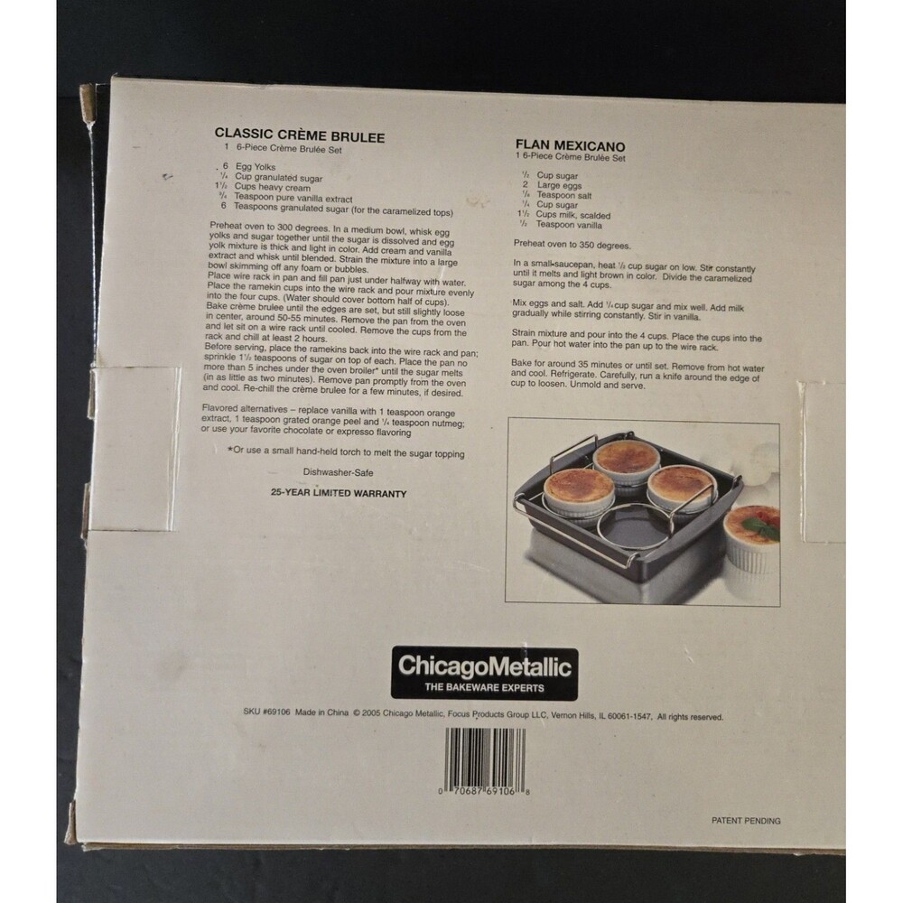6 Pc CREME BRULEE' Set - Original Professional CHICAGO METALLIC Cookware GUC - Picture 2 of 8